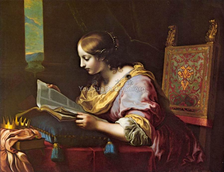 St Catherine Reading a Book - 卡洛·多尔奇